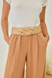 RAFFIA KNOT BELT - CAMEL
