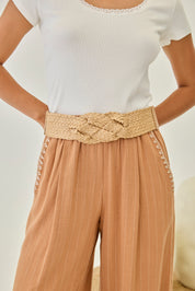 RAFFIA KNOT BELT - CAMEL