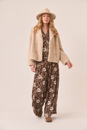 BLUSA FLORES TIE DYE - CHOCOLATE