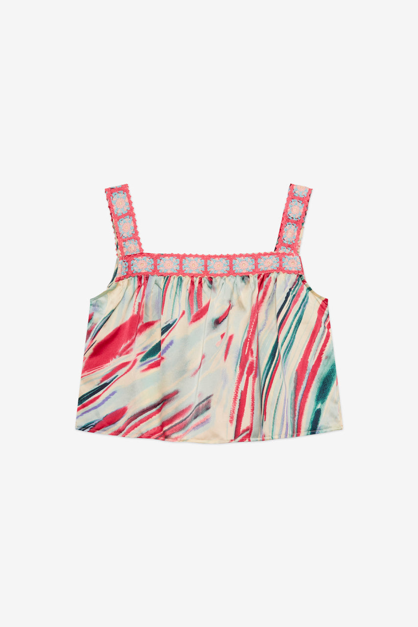 TOP TIRANTES ESTAMPADO CROCHET - ROSA