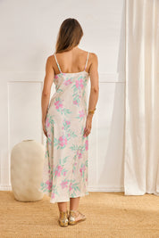 VESTIDO LENCERO JAQCUARD FLORAL - CRUDO