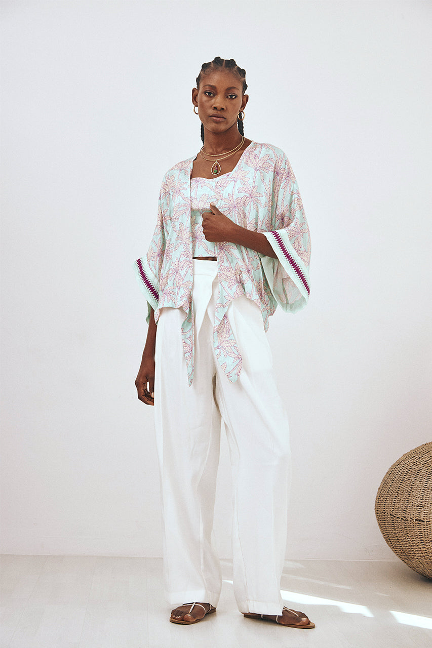 FLOWY PLEATED TROUSERS - WHITE
