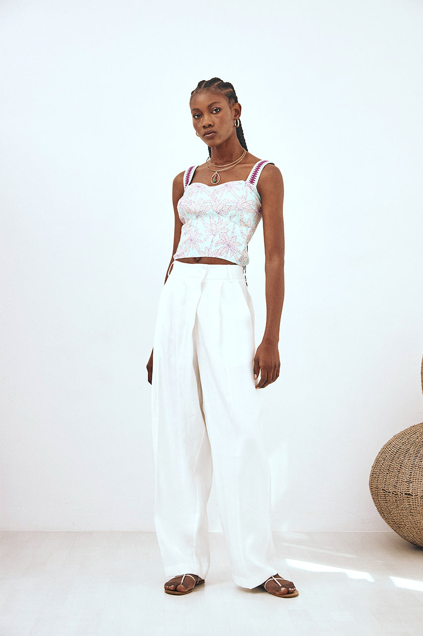 FLOWY PLEATED TROUSERS - WHITE