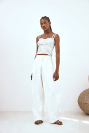 FLOWY PLEATED TROUSERS - WHITE