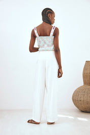 FLOWY PLEATED TROUSERS - WHITE