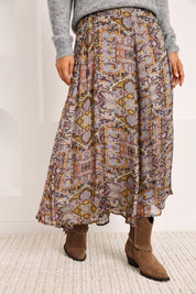 FALDA ESTAMPADO MULTICOLOR - MAUVE