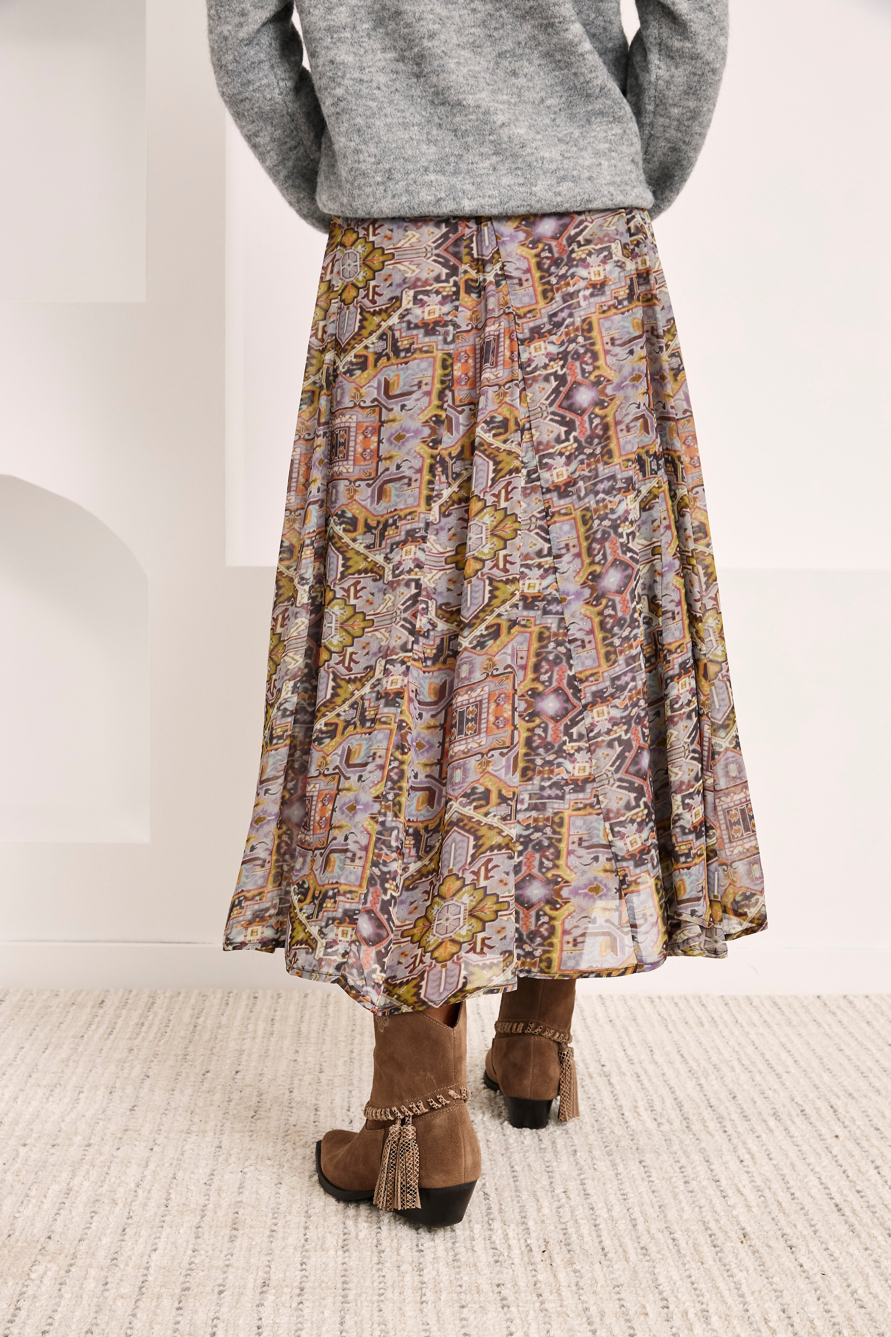 FALDA ESTAMPADO MULTICOLOR - MAUVE