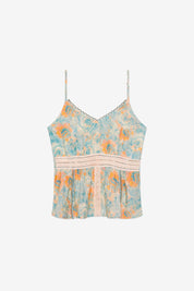 TOP ESTAMPADO CON BLONDAS - TURQUESA