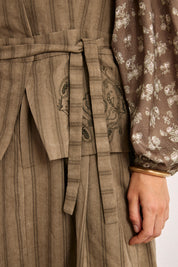 Striped vest with embroidery - KHAKI