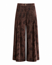 Printed velvet palazzo trousers - COFFEE