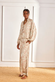 MAO BLOUSE FLOWERS RIBS - PINK