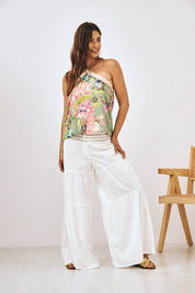 HALTER NECK FLORAL TOP - GREEN