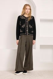 PANTALÓN JACQUARD PINZAS - NEGRO
