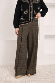PANTALÓN JACQUARD PINZAS - NEGRO