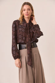 BLUSA ESTAMPADA LAZADA - CHOCOLATE