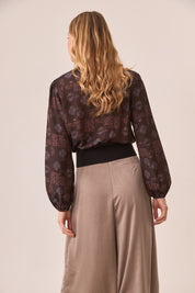 BLUSA ESTAMPADA LAZADA - CHOCOLATE