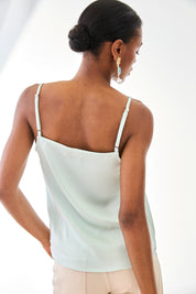 LACE NECKLINE LINGERIE TOP - BLUE