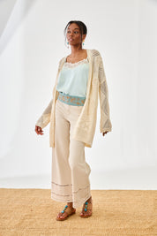 LACE NECKLINE LINGERIE TOP - BLUE