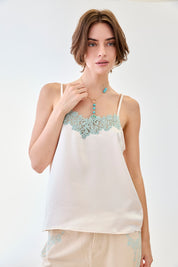 LACE NECKLINE LINGERIE TOP - RAW