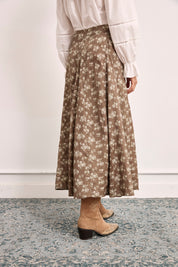 FALDA LARGA FLORES LIBERTY - CHOCOLATE