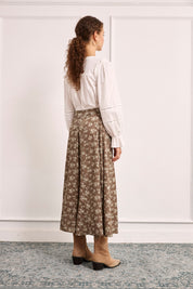 FALDA LARGA FLORES LIBERTY - CHOCOLATE