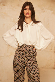 PUFFED LONG SLEEVE SHIRT - WHITE