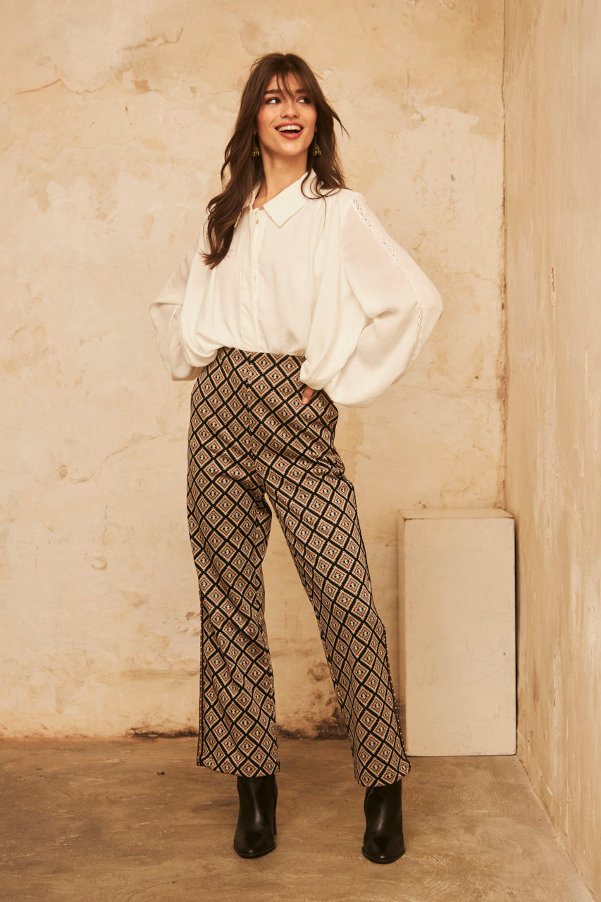 PUFFED LONG SLEEVE SHIRT - WHITE