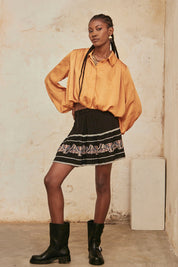 Long-sleeved puffed shirt - peach