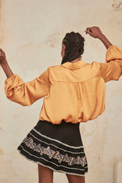 Long-sleeved puffed shirt - peach