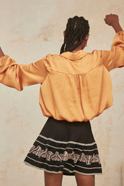 Long-sleeved puffed shirt - peach