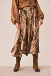 FALDA ESTAMPADO MARMOLEADO - CAMEL