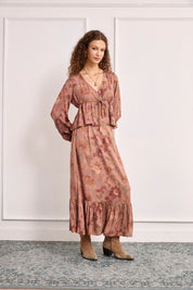Printed viscose blouse - DUSTY PINK
