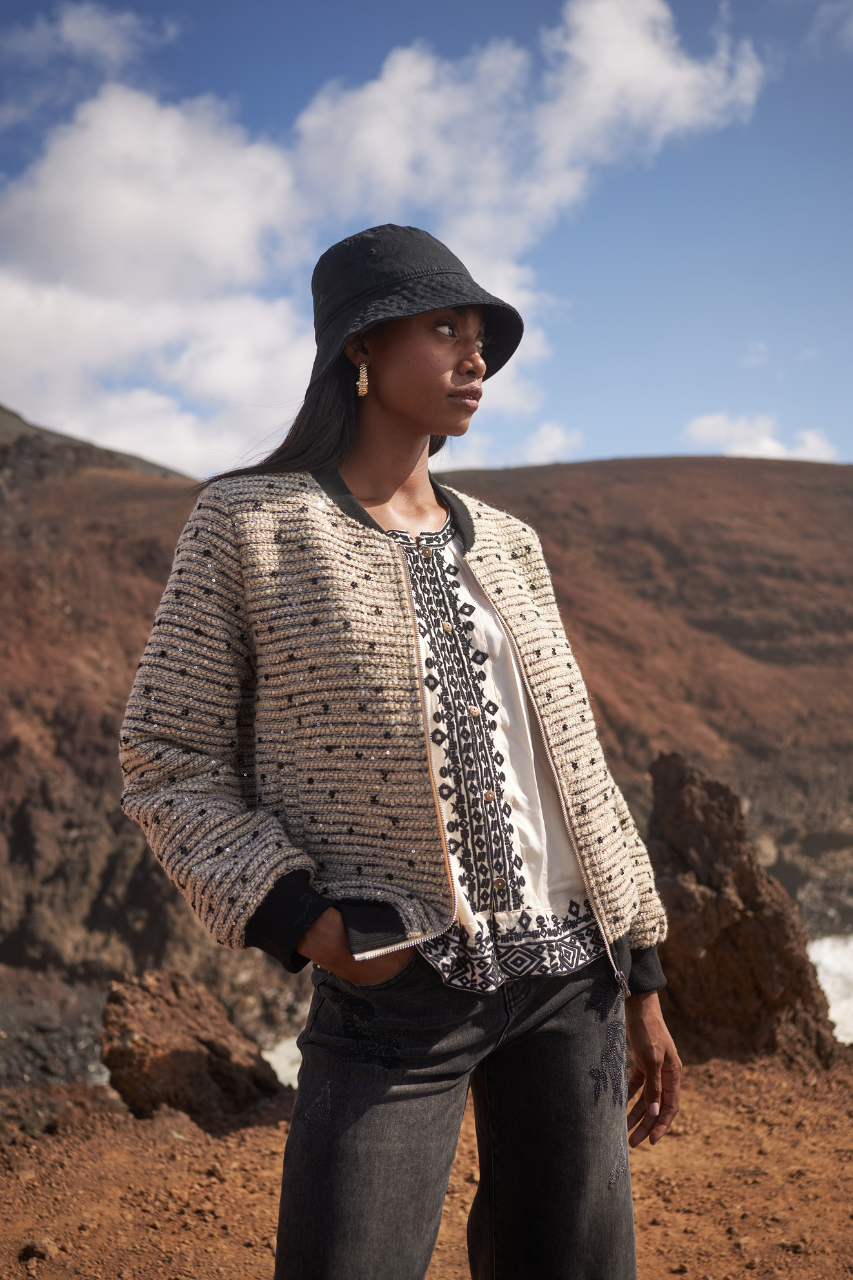 ABRIGO TWEED FANTASÍA - IVORY