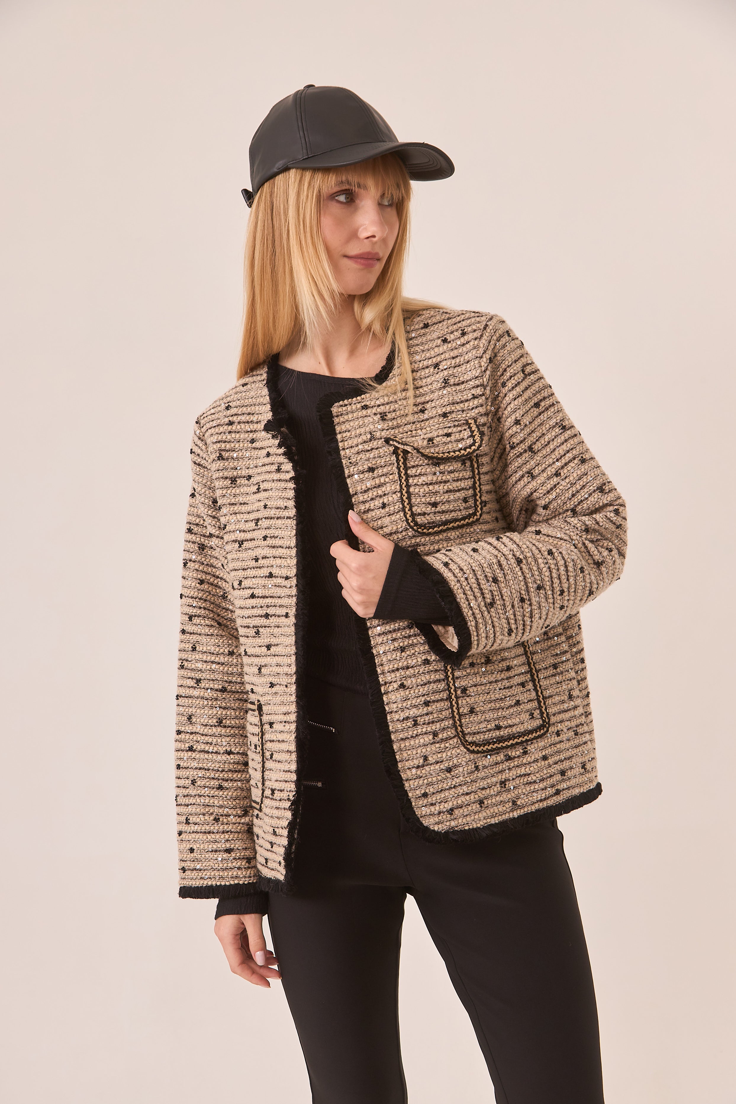 ABRIGO TWEED FANTASÍA - IVORY