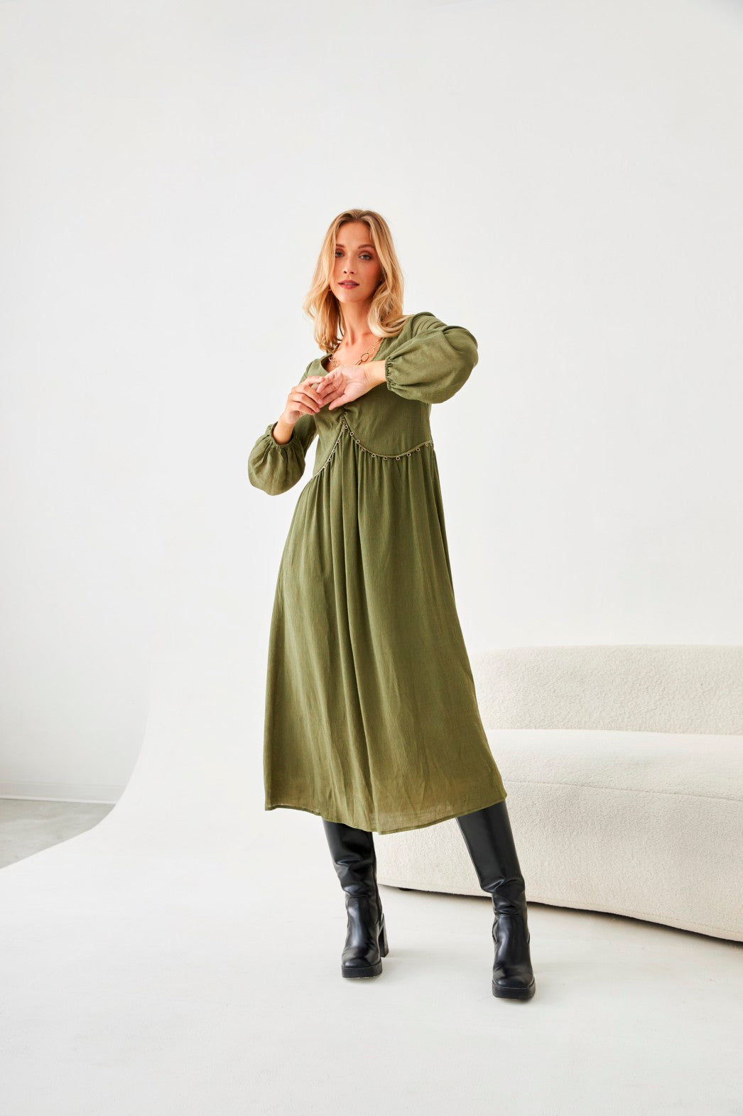 VESTIDO LARGO ROMÁNTICO - GREEN