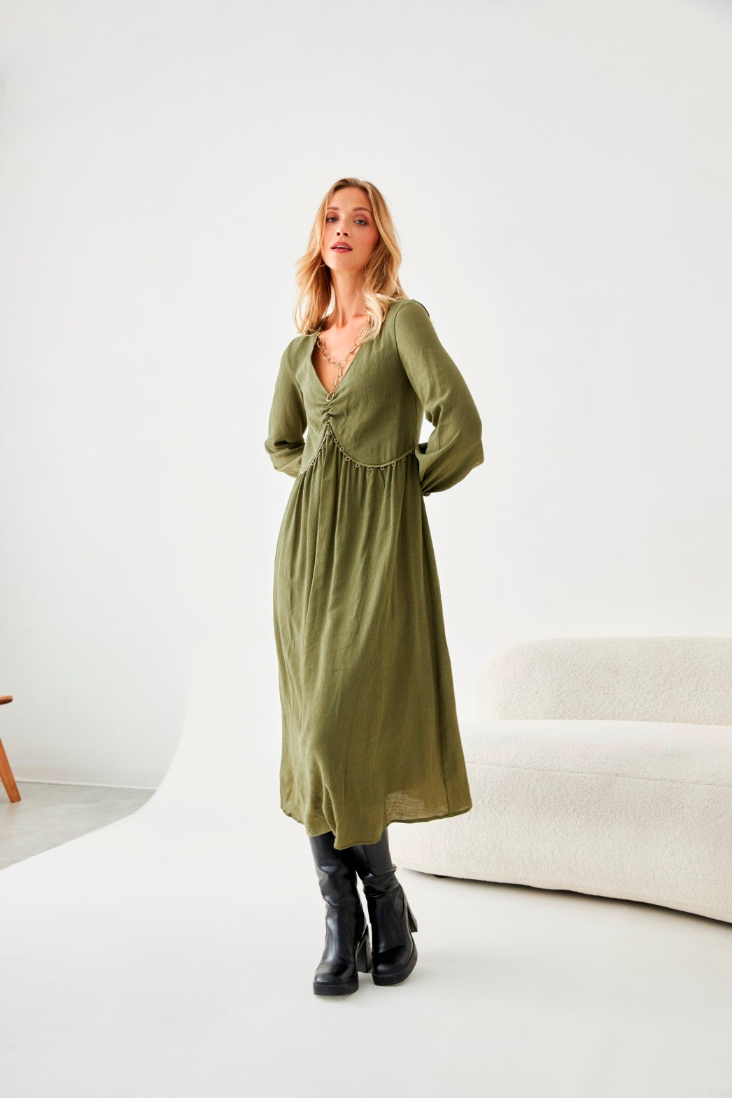 VESTIDO LARGO ROMÁNTICO - GREEN