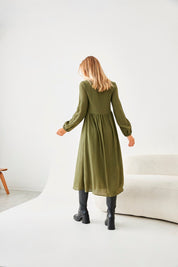 VESTIDO LARGO ROMÁNTICO - GREEN