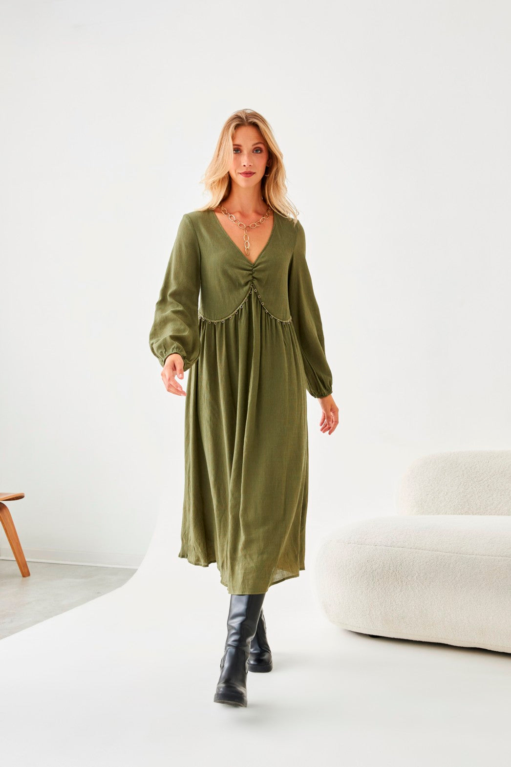 VESTIDO LARGO ROMÁNTICO - GREEN