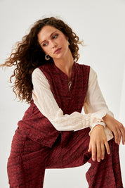 CHALECO BOTONES TRENZADOS - BURGUNDY
