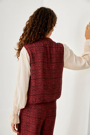 CHALECO BOTONES TRENZADOS - BURGUNDY