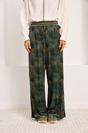 PANTALÓN TERCIOPELO ESTAMPADO BOTÁNICO - VERDE