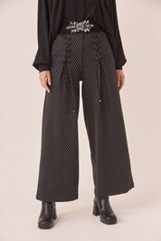 PANTALÓN JACQUARD LACE UP - BLACK