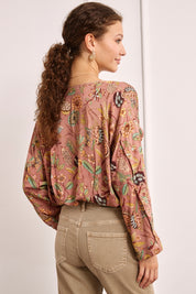 Printed viscose blouse - DUSTY PINK
