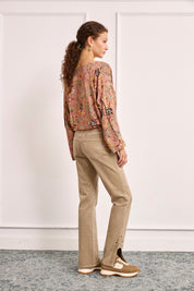 Printed viscose blouse - DUSTY PINK
