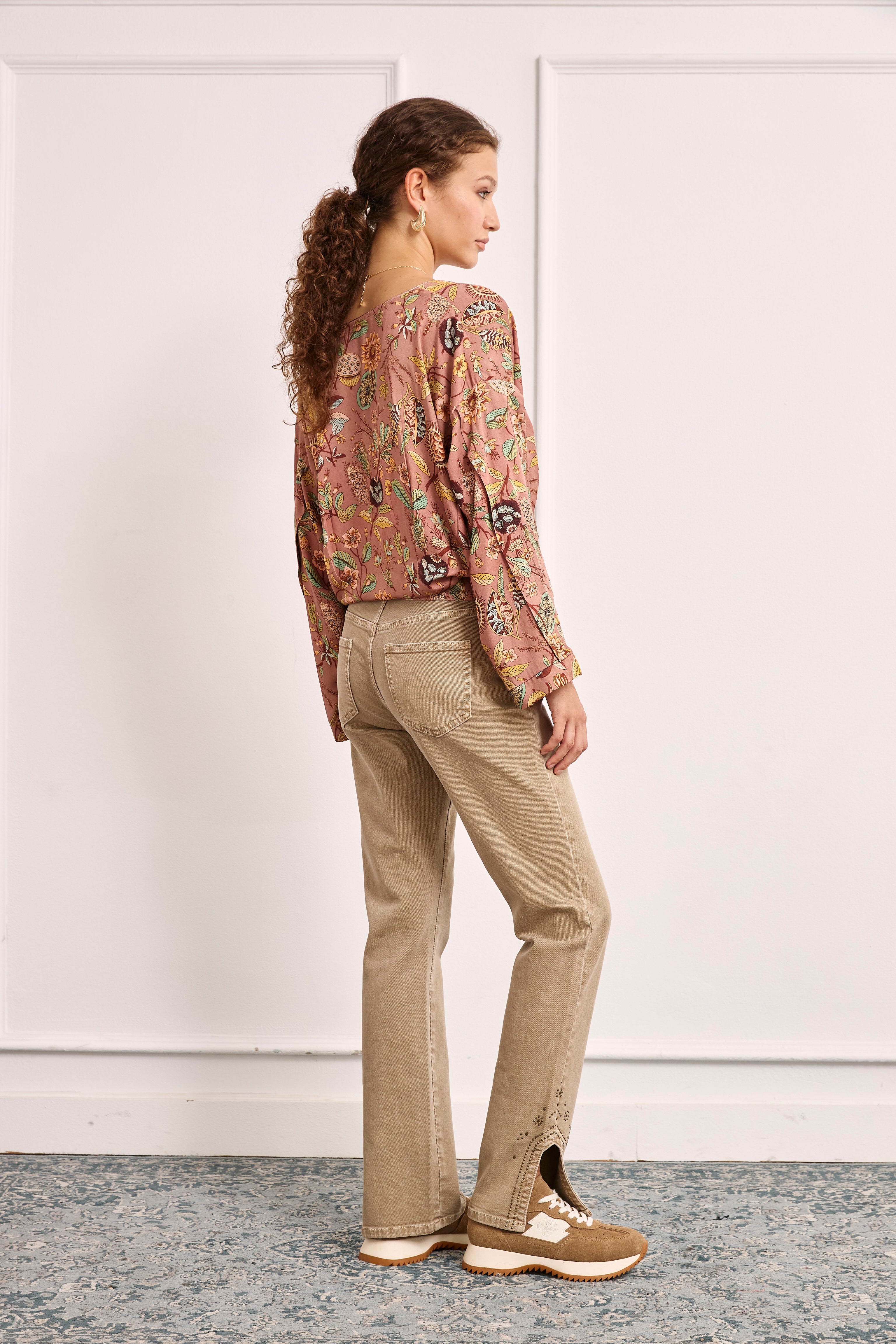 Printed viscose blouse - DUSTY PINK