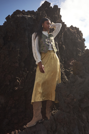 FALDA FLORES SATINADA - GREEN