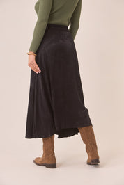 FALDA FLORES SATINADA - BLACK
