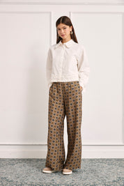 PANTALÓN ESTAMPADO RETRO TACHUELAS - CAQUI