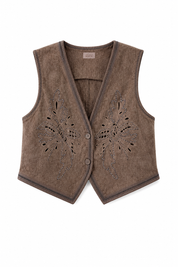 CHALECO TERCIOPELO CALADOS - TAUPE