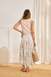 FLORAL JAQCUARD MIDI SKIRT - Ecru